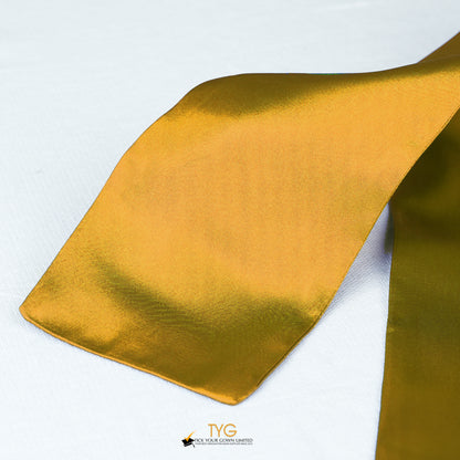 Detailed view of a orange stole fabric on a white background.