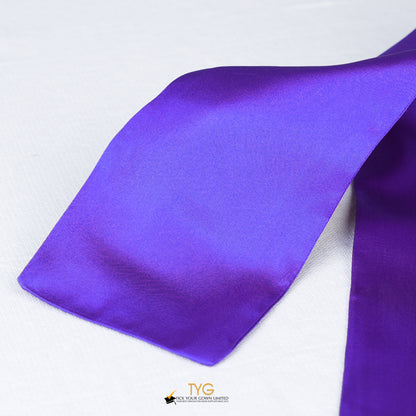 Detailed view of a purple stole fabric on a white background.
